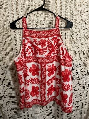 Crown & Ivy red and white tank top XL